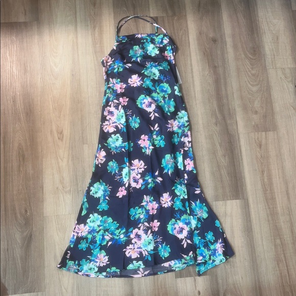 Astr Floral Maxi Dress - Navy and Pink Sz S - Picture 8 of 8